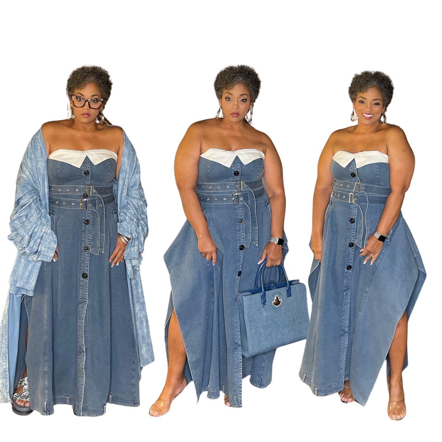 Denim Stretch Strapless Dress