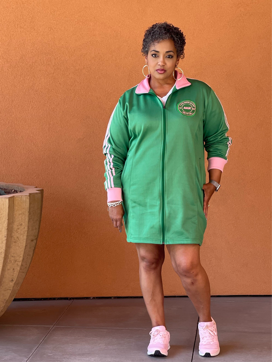 Green with Pink Stripes Jacket/Dress