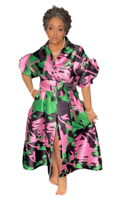 Phylicia Pretty Camouflage Maxi Duster Dress