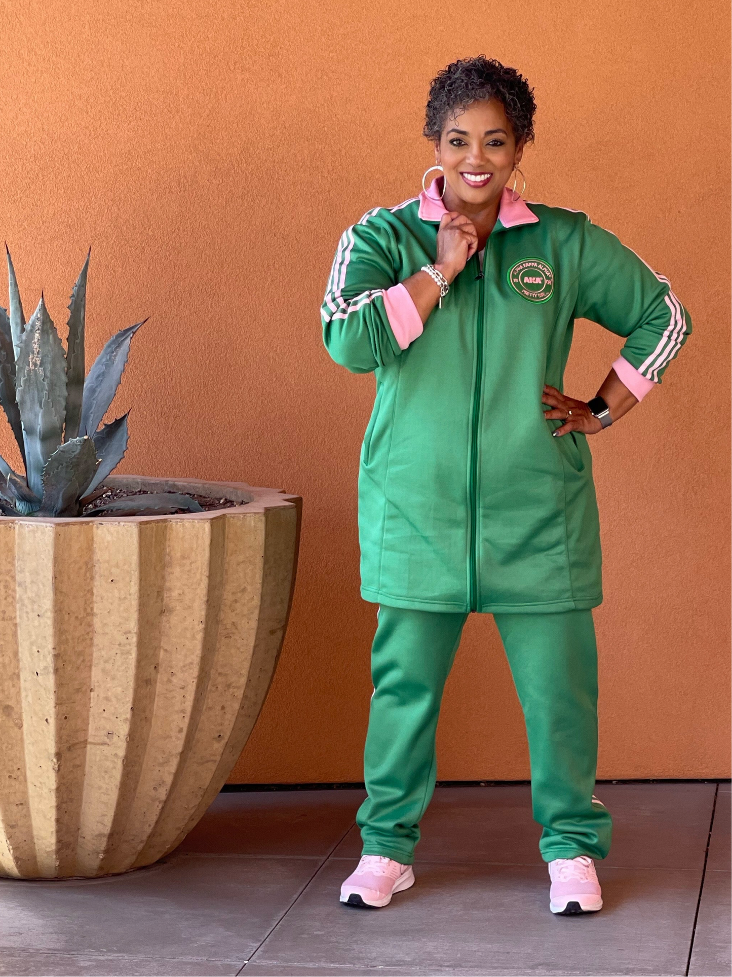 Green with Pink Stripes Jacket/Dress