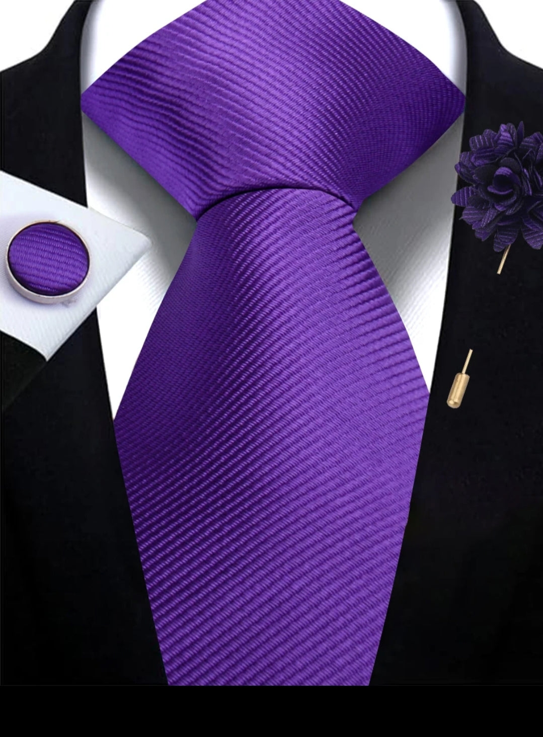 3 Piece Set | Tie + Cufflink + Lapel Pin