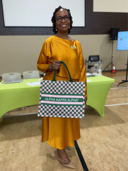 Alpha Kappa Alpha® Checkered Tote [Canvas]