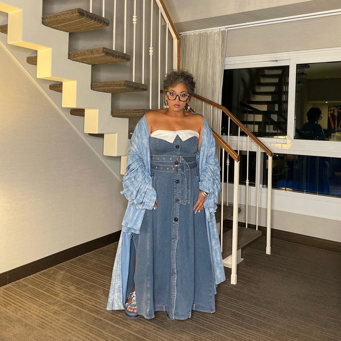 Denim Stretch Strapless Dress