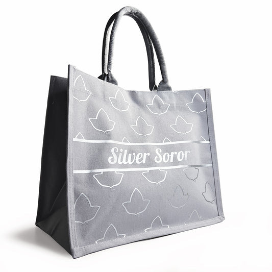 Silver Soror® Canvas Tote | 14" x 12"