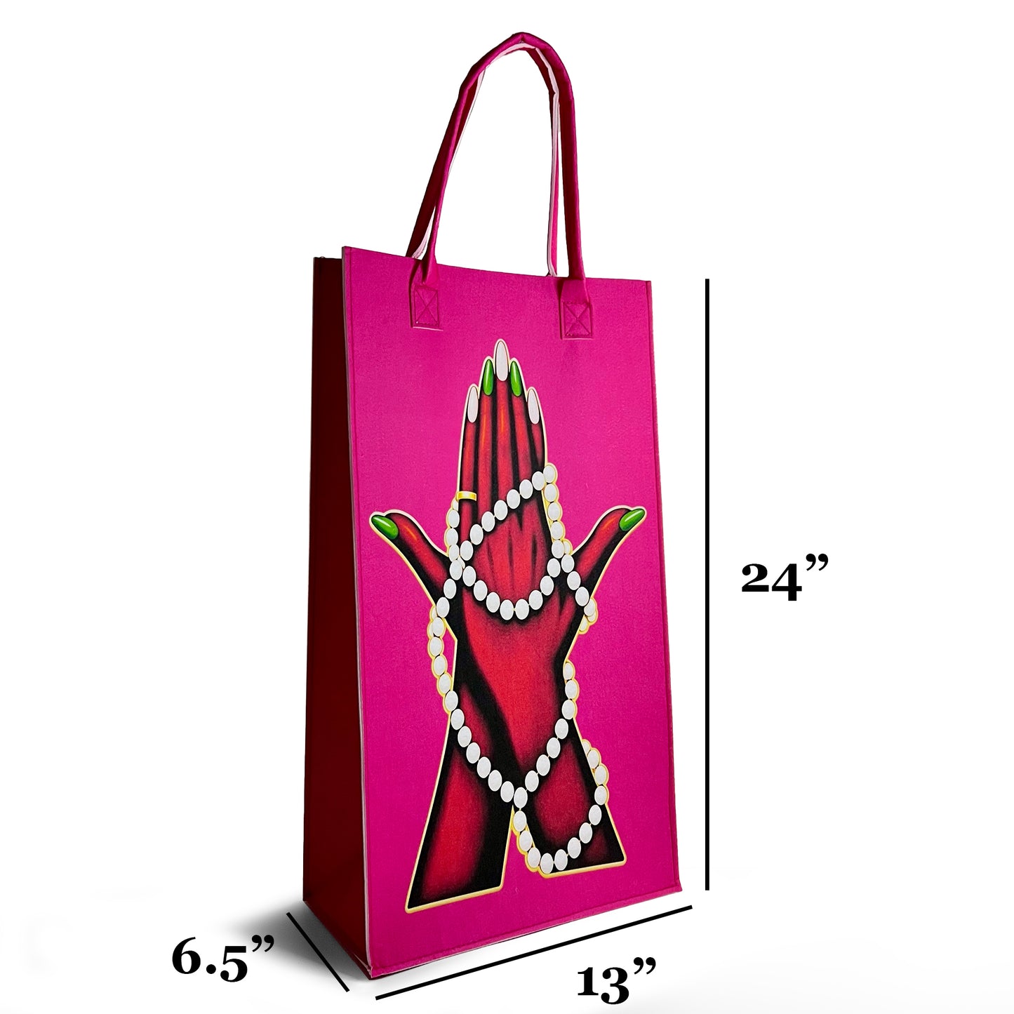 Ivy Hand + Pearls Felt Bag [Midi 24.0”x 13.0”x 6.5”]