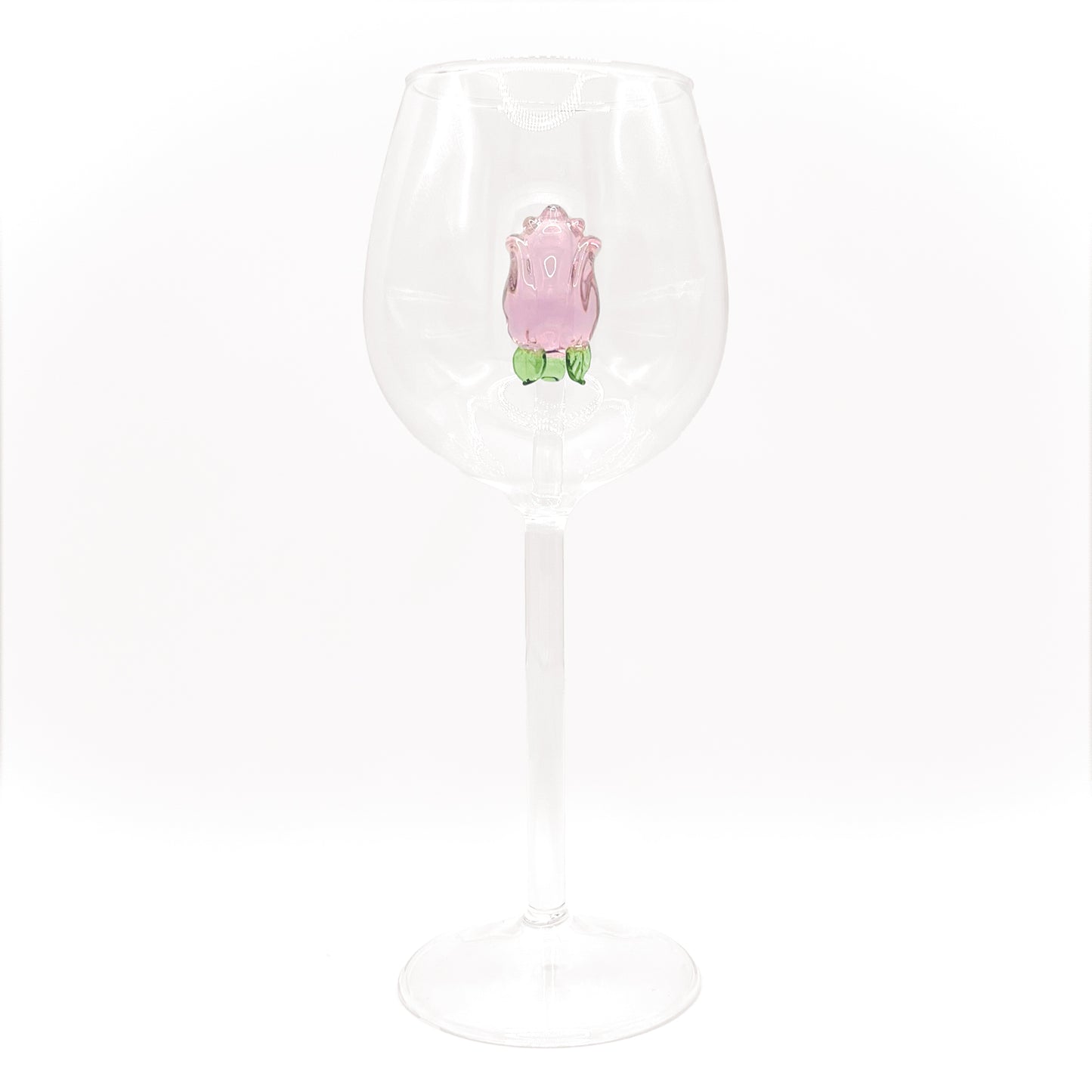 Pink Tea Rose Wine Glass | 10 oz