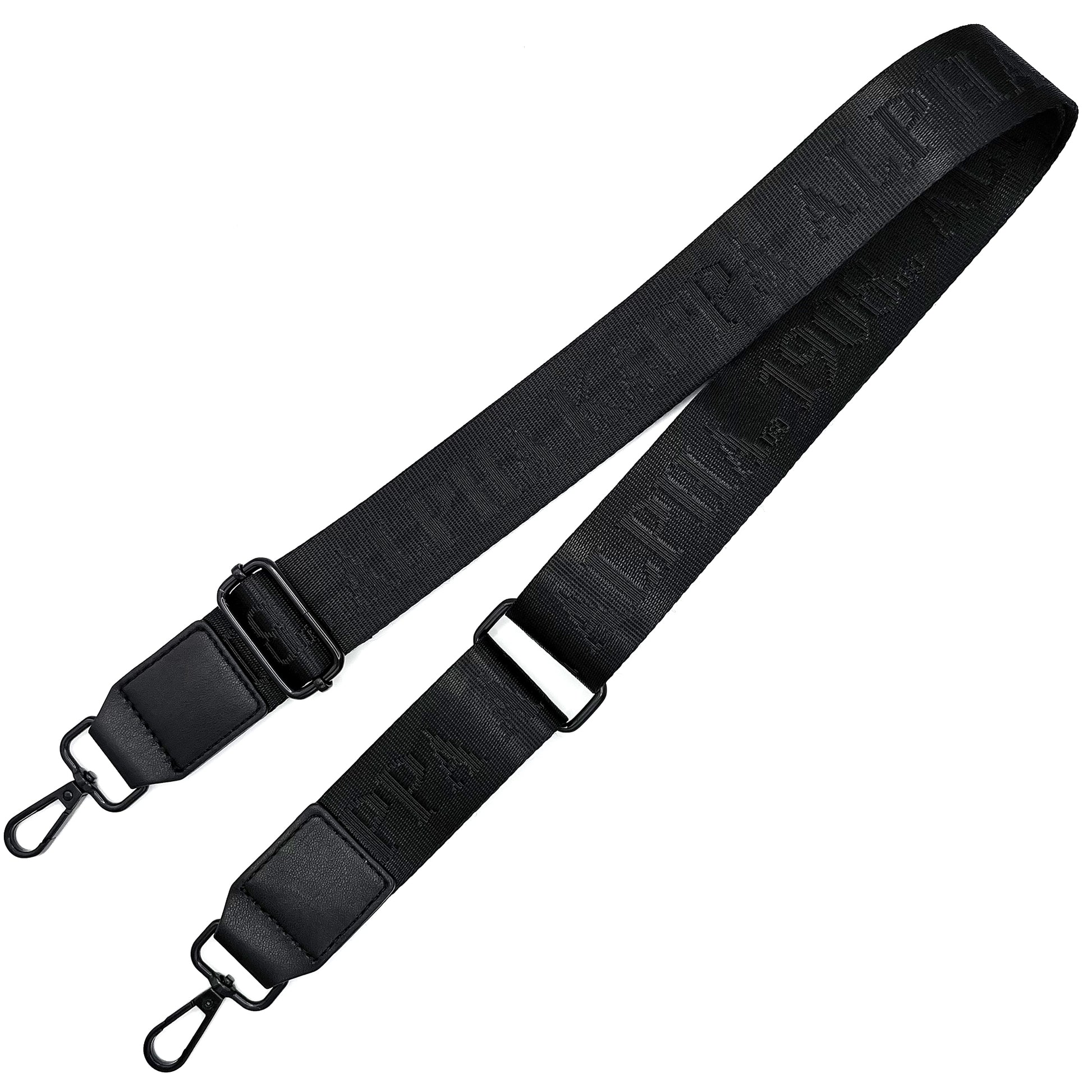 Black bag strap with debossed 'Alpha Kappa Alpha 1908' branding on a white background