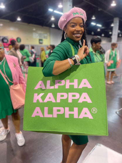 [Pre-Order] Reusable AKA® Felt Shopping Bags | Alpha Kappa Alpha® Green Block