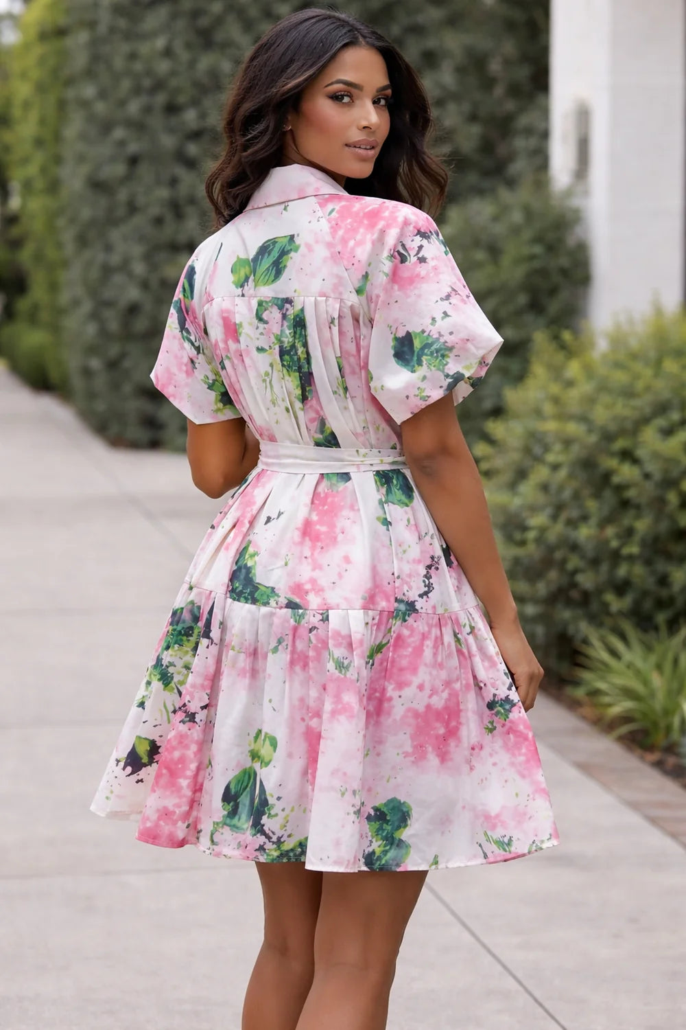 Pink & Green Short Sleeve Dress