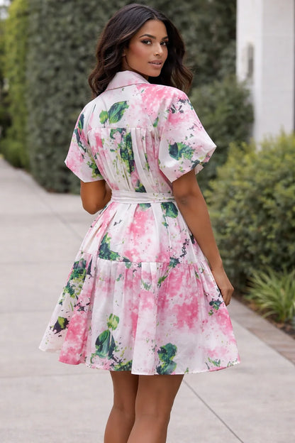Pink & Green Short Sleeve Dress