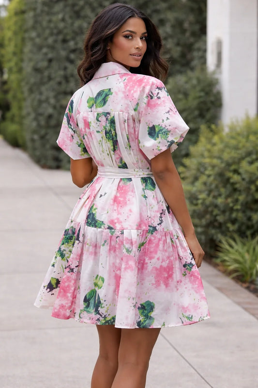 Pink & Green Short Sleeve Dress