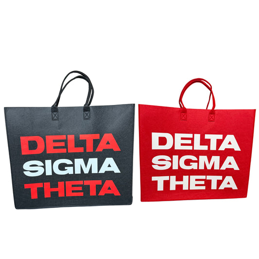 [Pre - Order] Delta Sigma Theta Block Felt Bag [Maxi 24" x 20" x 8"] Available in Red & Black