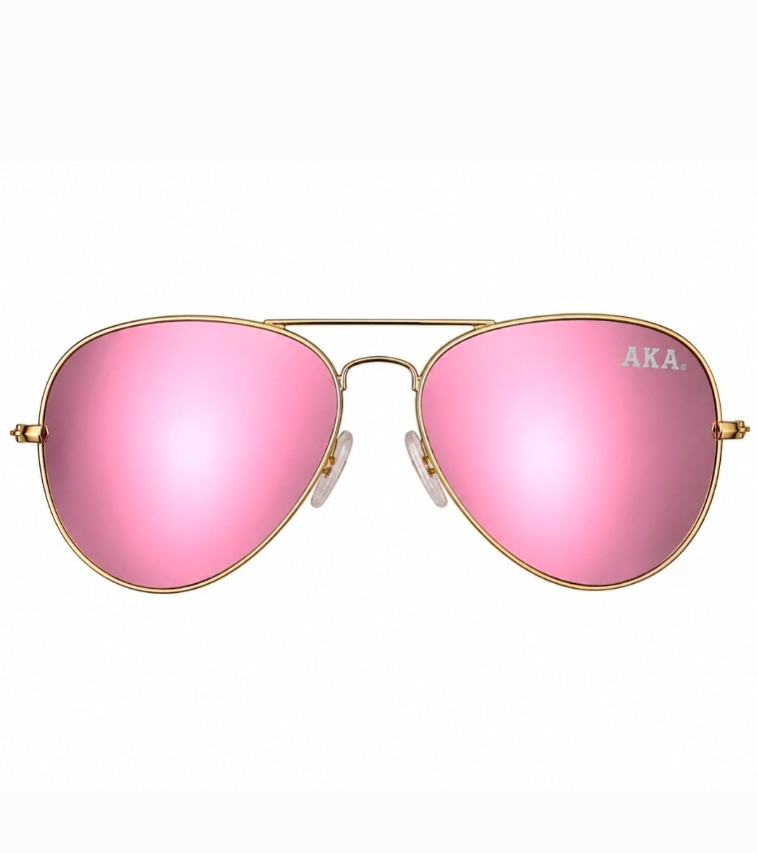 Aviator Sunglasses | Pink + Green [Mirror]