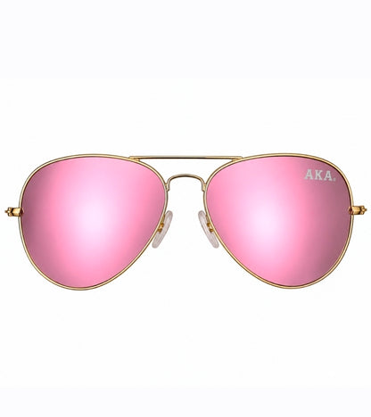 Aviator Sunglasses | Pink + Green [Mirror]