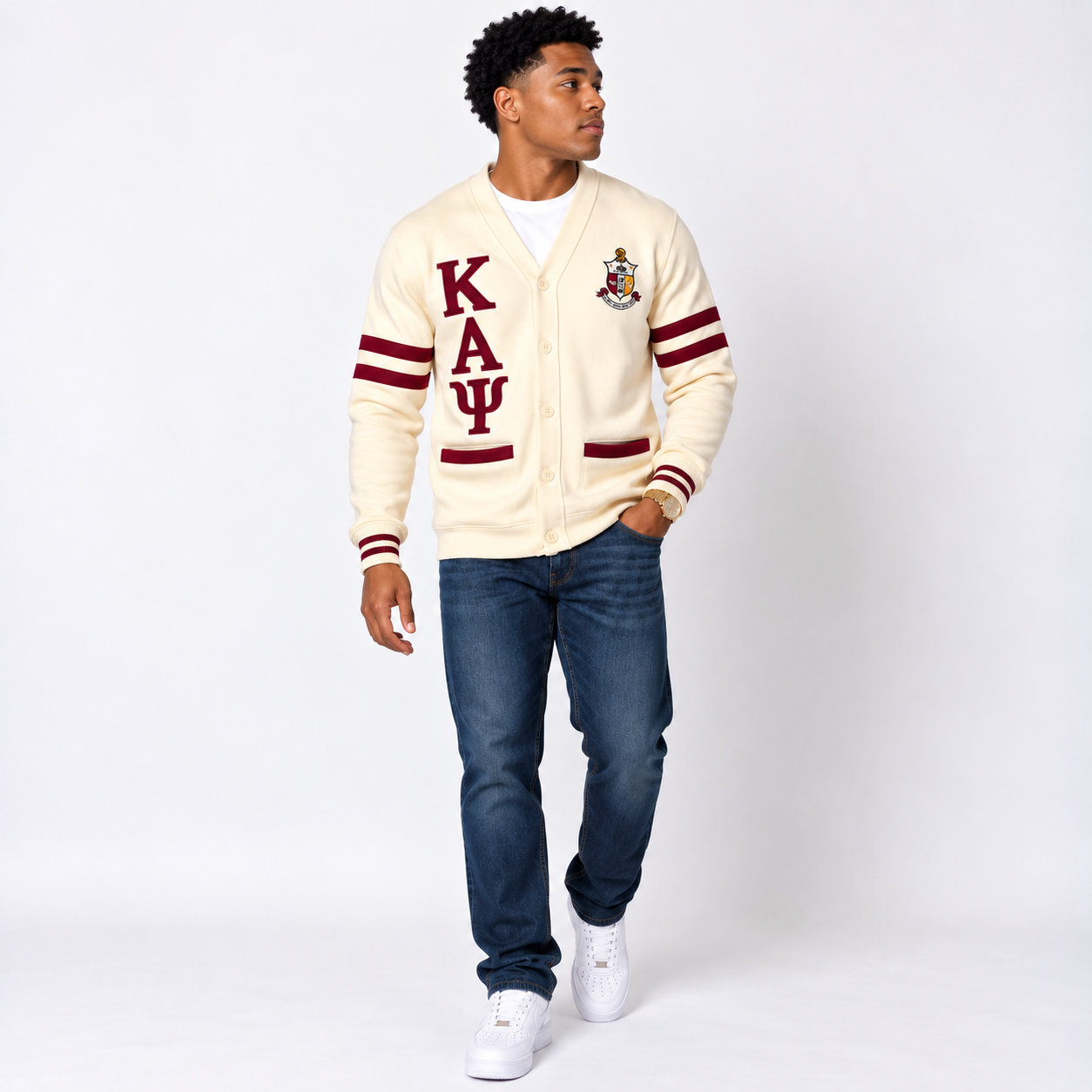 KAΨ® Sweatshirt Cardigan | Cream